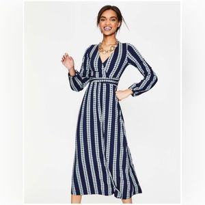 Boden Hayden Navy Polka Dot Midi Jersey Dress